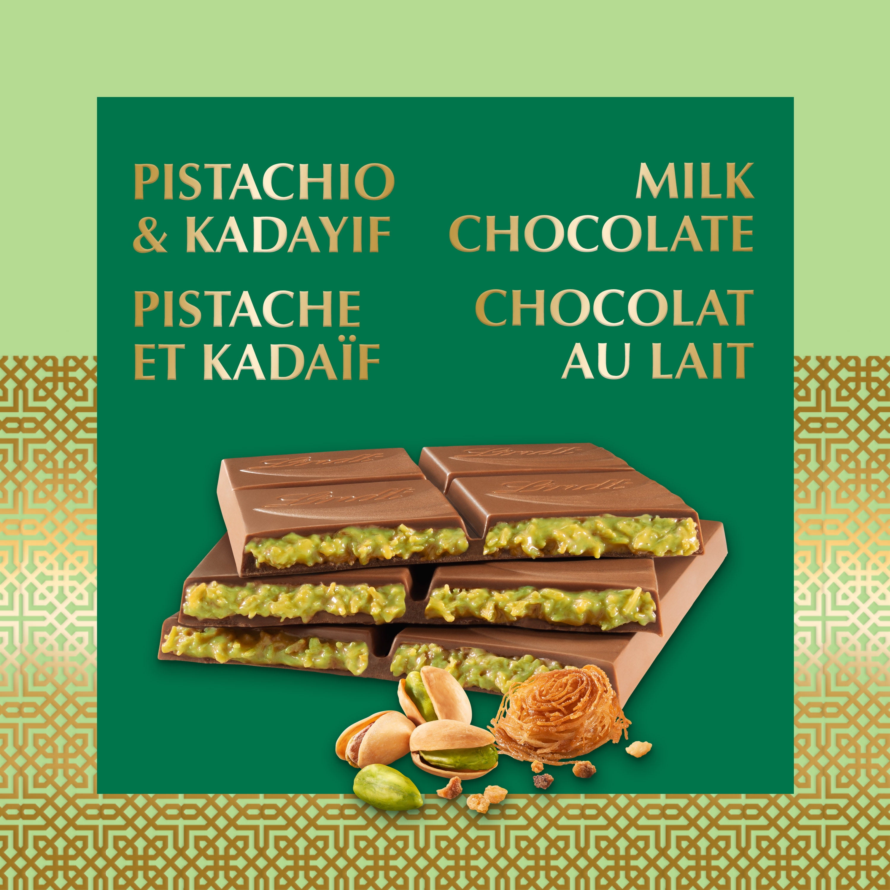 Barre de chocolat façon Dubaï de Lindt, 150 g LINDT DUBAI STYLE LAIT