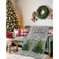 thumbnail image 2 of Merry Christmas Flannel Blanket for Bed,Travel and Camping, Green Plaid Xmas Tree Winter Snowflakes Grey Super Soft Cozy Blanket for All Seasons 30"x40", 2 of 6