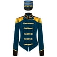 thumbnail image 3 of TiaoBug Women Circus Showman Costume Soft Velvet Long Sleeve Jacket Coat with Hat Dark Blue 3XL, 3 of 7