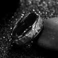 thumbnail image 3 of Tungsten Carbide Two-Tone Black Hammered Center Black or Yellow Gold IP Wedding Band Ring Mens Womens 8MM w/ FREE Engraving, 3 of 7