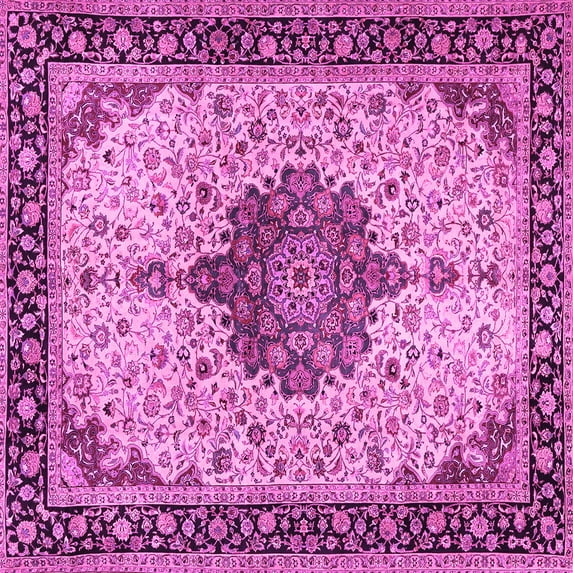 Ahgly Company Indoor Square Medallion Pink Traditional Area Rugs, 3' Square