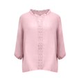 thumbnail image 6 of Women Shirts Neck Embroidered Short Sleeve Casual Blouse Top Holiday Gathering Daily Casual Outfit, 6 of 6