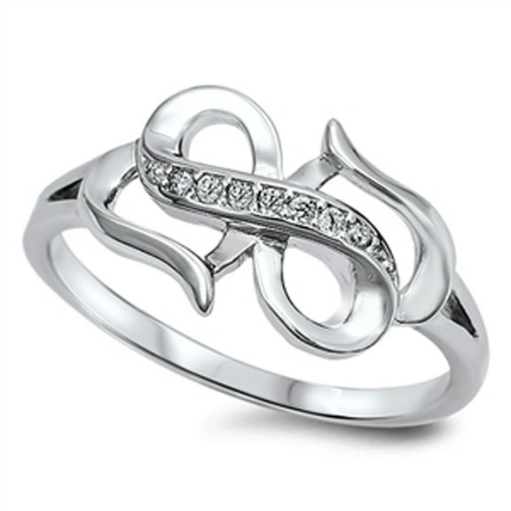 CHOOSE YOUR COLOR Double Heart Love White CZ Promise Ring .925 Sterling Silver Band Female Size 8