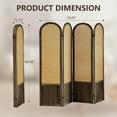 thumbnail image 2 of 4 Panel Rattan Room Divier, Room Divider Panel and Folding Privacy Screens, Room Divider Wall, Solid Wood Frame, Partition Room Dividers, Bedroom, Dining Room, Lounge, Dark Brown, 2 of 18