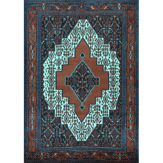 Ahgly Company Indoor Rectangle Persian Light Blue Traditional Area Rugs, 5' x 7'