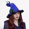thumbnail image 3 of Yfalhf Halloween Twistable Witch Hat for Women, Transformable Curved Pointed Wizard Hat with Flower Decoration, Shiny Fabric Party Hat for Masquerade Theme Party,Red, 3 of 7