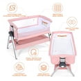 thumbnail image 2 of INFANS 3 in 1 Baby Bassinets, Bedside Sleeper for Newborn, Folding Crib with Mattress, Travel Bag, Wheels, 4-Sided Mesh, Easy to Assemble Cradle Co Sleeper Stationary Rock, Pink, 2 of 6