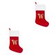 thumbnail image 1 of Yuarrent Medias navideñas con letras - Calcetín de tela de Papá Noel para niños Bolsa de dulces Única crea festiva grande roja W W rojo grande 2Conjunto, 1 of 6