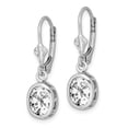 thumbnail image 2 of Sterling Silver Rhodium 8x6mm Oval Cubic Zirconia Leverback Earrings, 2 of 3