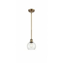 516-1S-WPC-G124-6 Innovations Lighting Athens 1 Light 6" Mini Pendant Brushed Brass/Seedy