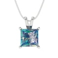 thumbnail image 3 of 2.0 ct Brilliant Princess Cut Solitaire VVS1 Genuine Blue Moissanite Solid 14k White Solid Gold Everyday Affordable Designer Necklace Pendant with 18" Solid Gold Chain by Clara Pucci, 3 of 6