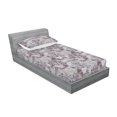 thumbnail image 2 of Floral Damask Fitted Sheet & Pillow Sham Set, Antique Silhouettes of Flowers and Petals Grunge Design Boho Print, Decorative Printed 2 Piece Bedding Decor, Twinxl, Purpleblue Eggplant, by Ambesonne, 2 of 2