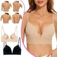 thumbnail image 2 of Women Low Back Bras-Invisible Backless Bra-Seamless Secret Plunge No Show Bra Lightly Lined Halter Multiway Low Cut Deep-V Halter Bras, 2 of 5