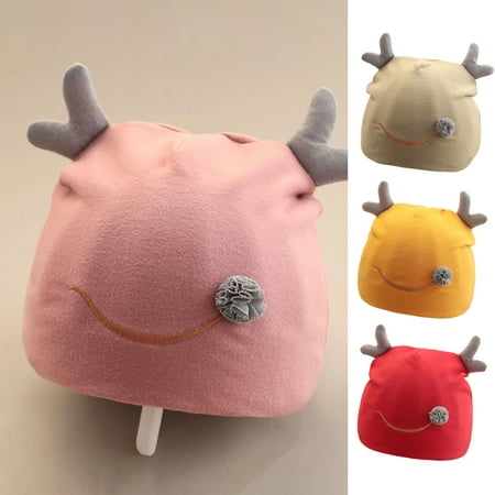 

Archer Creative Deer Horn Decor Baby Hat Adorable Fine Knitted Cotton Baby Beanie for Daily Wear