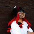 thumbnail image 3 of Gorro de invierno tejido Gorro Gorro de pulpo para mujeres y hombres （negro y rojo） JM, 3 of 5