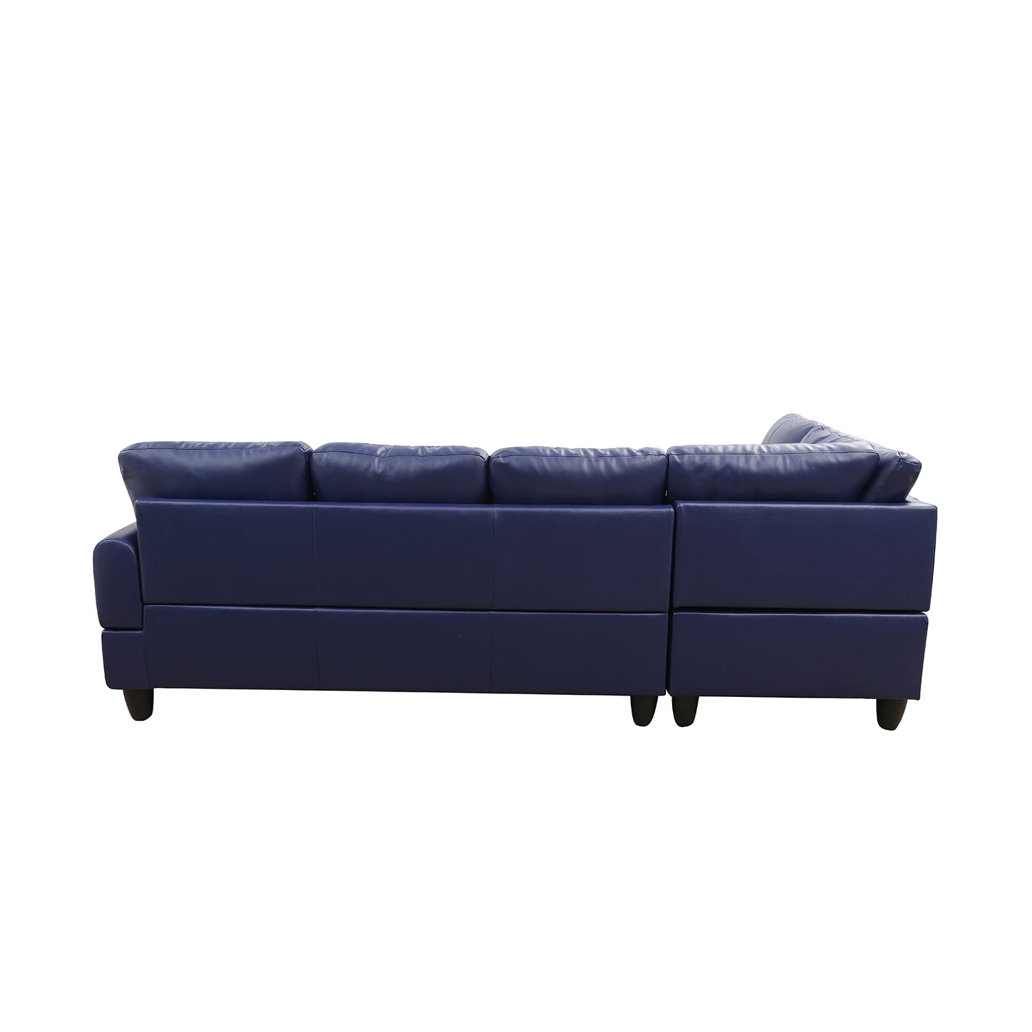 Hommoo L Shaped 4-Seat Couch, 16'' Back Height Faux Leather Sectional Couches and Sofas, Modern Living Room Furniture Sets Sectional Sofa Set, Blue(No Ottoman)