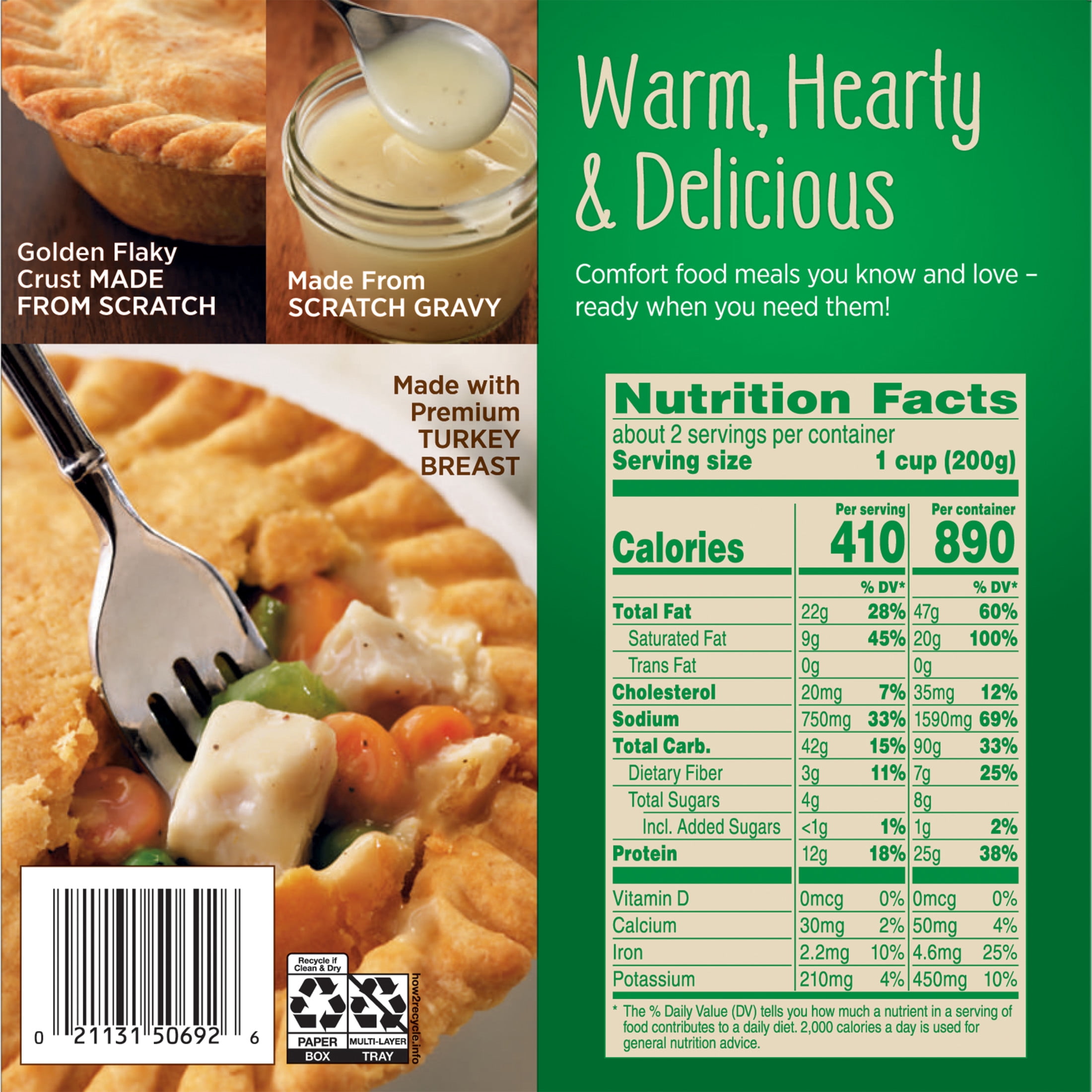 Marie Callender’s Turkey Pot Pie, Large Size, Frozen Meal, 15 oz.