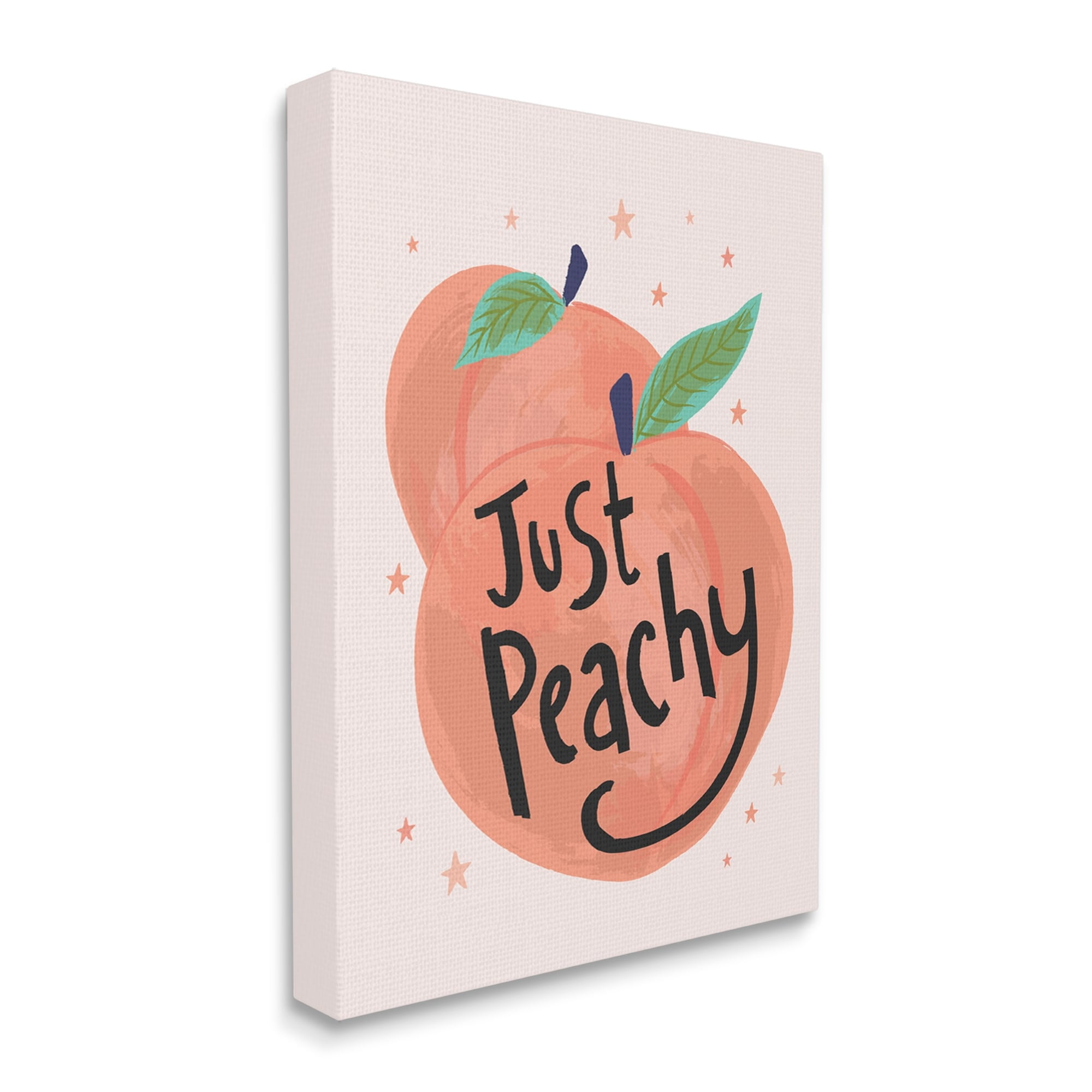 Stupell Industries Just Peachy Ripe Fruit Illustration Sparkling Stars Background,30 x 40, Design by Lisa Perry Whitebutton