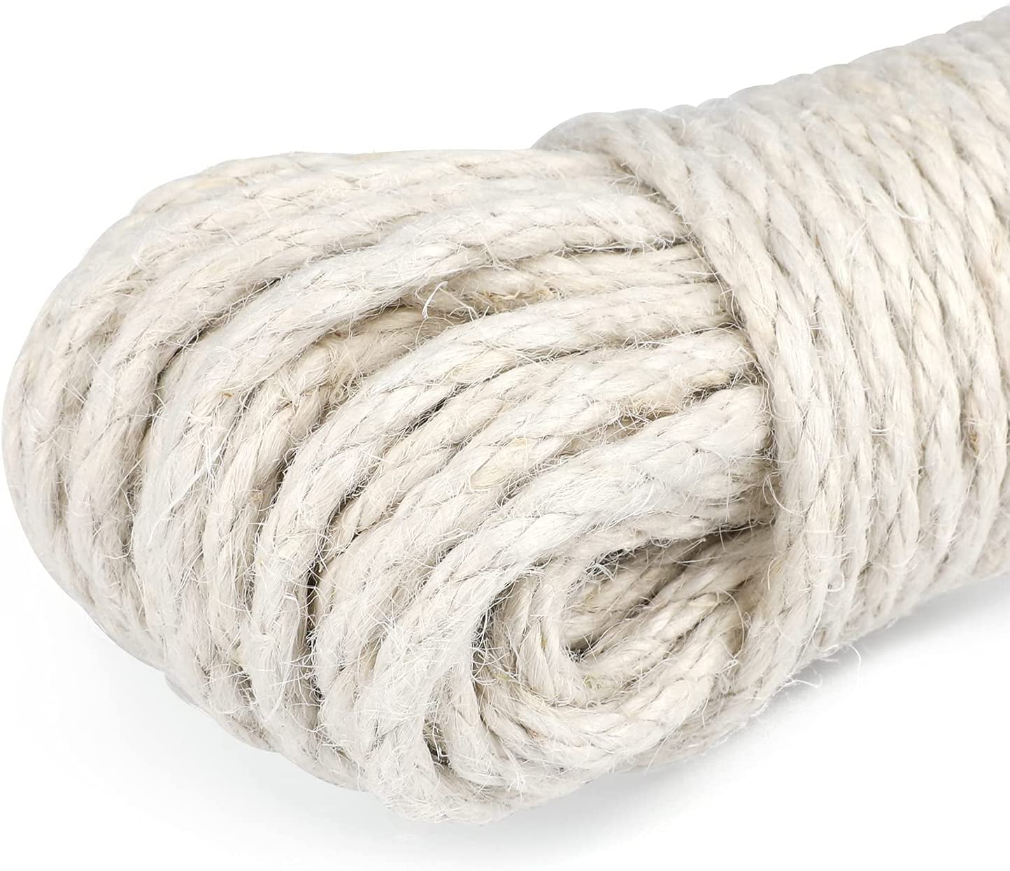 KINGLAKE Natural 5mm Jute Rope Thick Strong Hemp Rope Cord 66 Feet 3 Ply for Arts Crafts DIY Decoration Gift Wrapping Beige