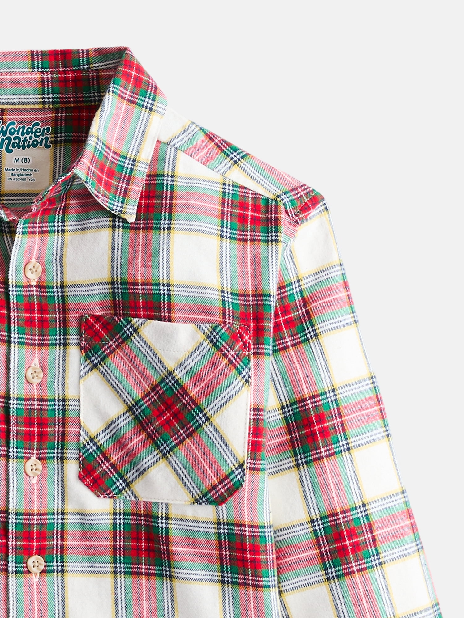 Wonder Nation Boys' Flannel Shirt with Long Sleeves, Sizes 4-18 & Husky