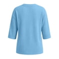 thumbnail image 3 of KyCheLot Women's Crew Neck Sweatshirt Solid Color 3/4 Length Sleeve Clothes Lightweight Vacation Sweatshirts, 3 of 6