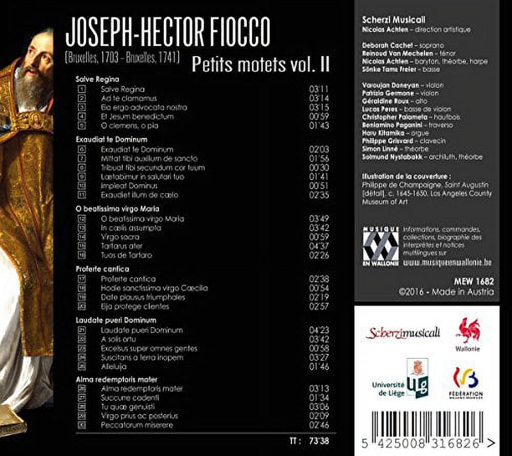 Fiocco / Musicali / Achten - Joseph-Hector Fiocco: Petits motets, Vol. 2 - Music & Performance - CD