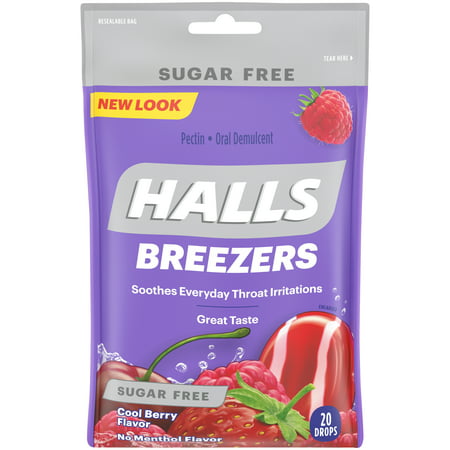 Halls Breezers, Sugar Free Cool Berry Cough Drops, 20