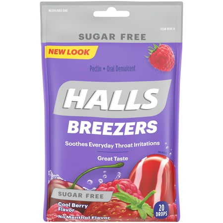 Halls Breezers, Sugar Free Cool Berry Cough Drops, 20