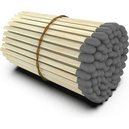 ZIKANI Grey Tip Matches 4 Inch Match Refill and Striker 100 Long Matches Short Matches Wooden Matches Bulk Matches Decorative Matchsticks Safety Matches for Cloche Jar Box Fireplace (Grey)