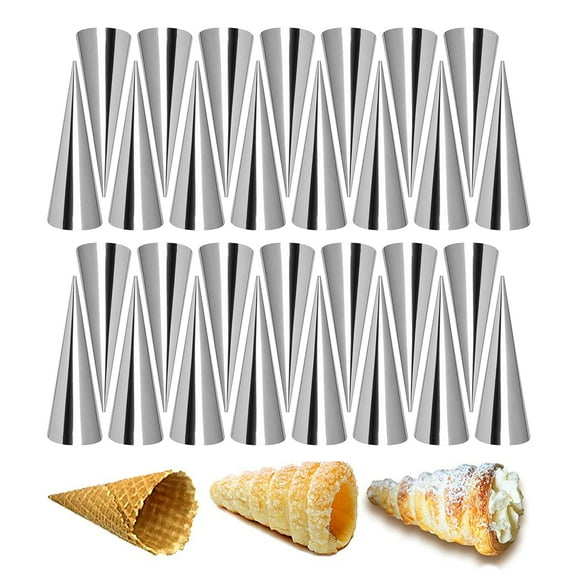 Non-Stick Cream Horn Cones Tubes Set of 30 Stainless Steel Conical Croissant Pastry Baking Moulds Set, Cannoli Form Roll Mold Corner Shaper for Christmas Anniversary and Daily Use