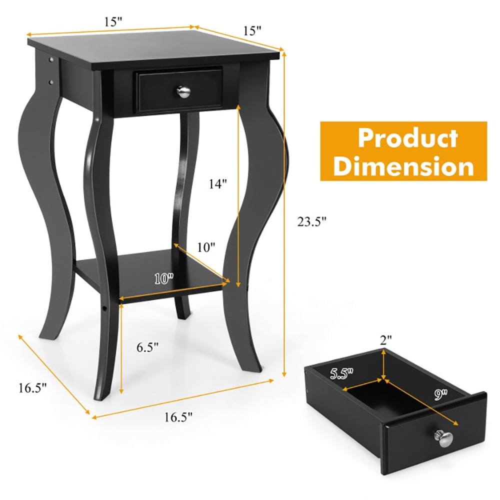 Finihen End Side Table, Set of 2 Side Table End Table Night Stand with Shelf, Sofa Couch Table, for Small Spaces, Living Room, Bedroom, Black Finihen End Side Table, Set of 2 Side Table End Table Night Stand with Shelf, Sofa Couch Table, for Small Spaces, Living Room, Bedroom, Black
