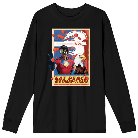 Peacemaker Christopher Smith And Eagle Eat Peace Men's Black Long Sleeve Shirt-3XL