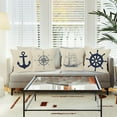 thumbnail image 2 of Navy Blue Nautical Ocean Boat Anchor Compass Throw Pillow Covers, Sailor Nautical Gifts, Ship Pillow Cases 18 x 18 Inch Home Ship Sofa Decor Set of 4, 2 of 6