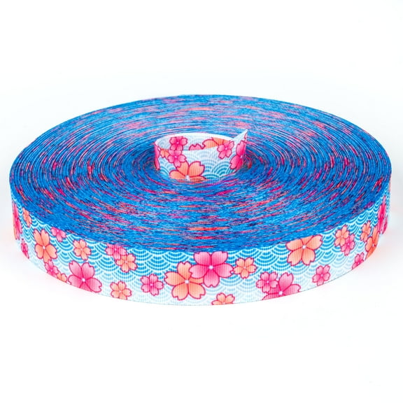 Country Brook Design® 5/8 inch Pink April Blossoms Grosgrain Ribbon, 5 Yards