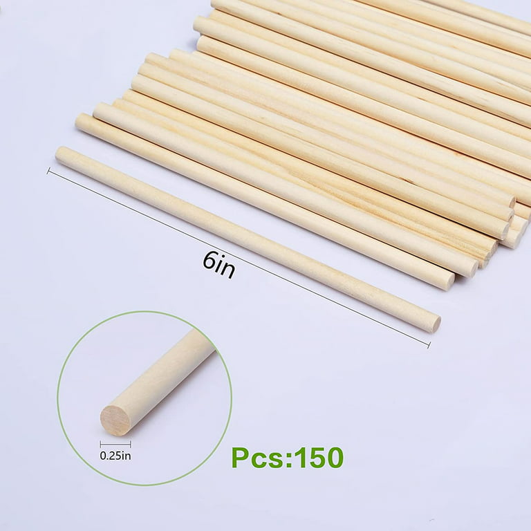  Wooden Dowel Rods Wood Dowels, 50PCS 1/4 x 12 Round Natural  Bamboo Sticks for Crafts, Small Unfinished Hard Wood Sticks for Crafting,  Photo Booth Props, Pennant, Arts and DIYers