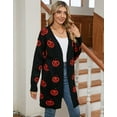 thumbnail image 6 of Halloween Day Cardigan Sweaters for Women V-Neck Open Front Cardigan Pumpkin Face Printed Mid-Length Cardigans, 6 of 6