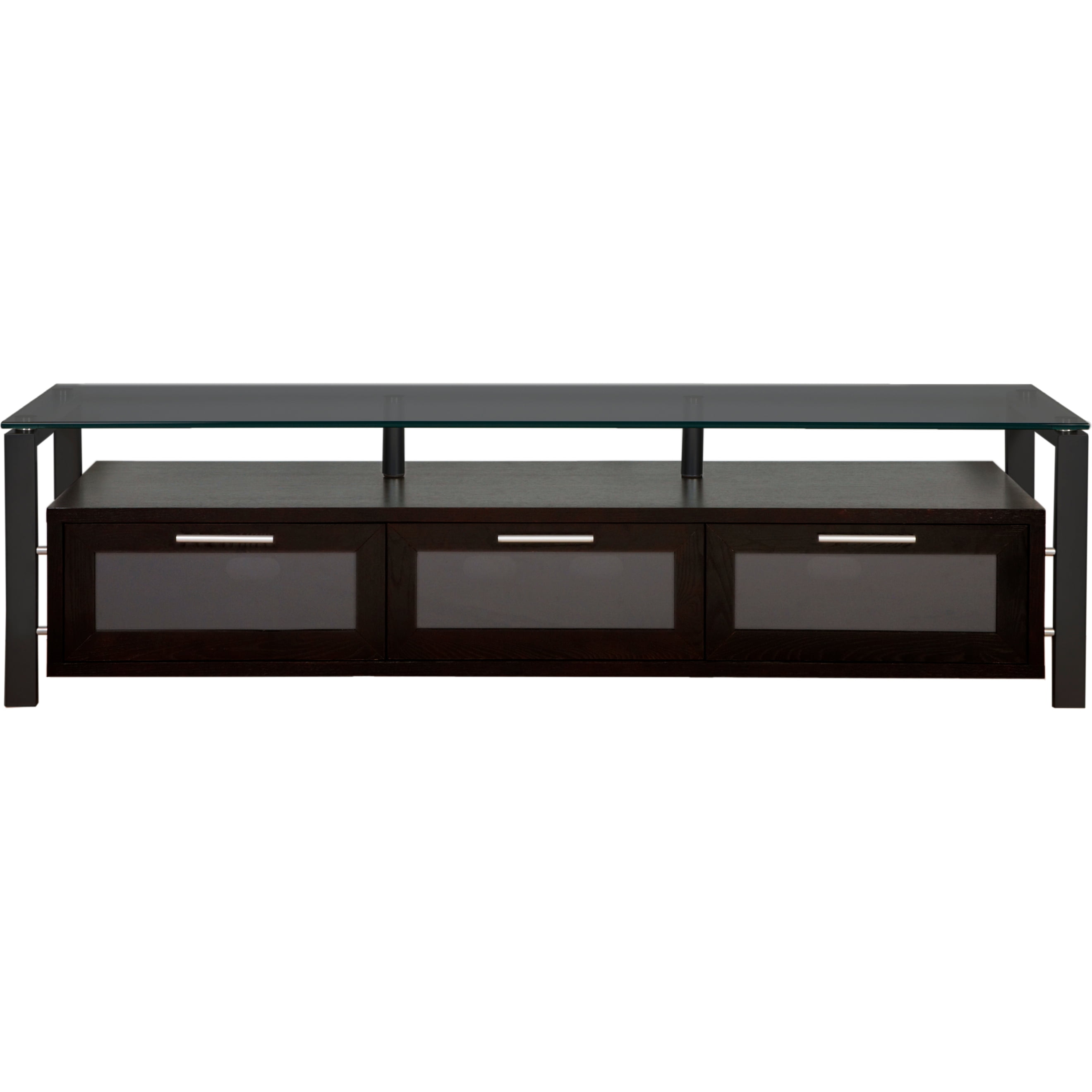 26 Inch Low Profile Flat Screen TV Stand Glass Shelf