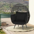 thumbnail image 6 of Pemberly Row Patio Oversized Wicker Egg Chair Lounge Basket 4 Cushion Black, 6 of 8