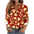 thumbnail image 3 of TaTaai Women Casual Button Down Long Sleeve Shirt Collared Printed Blouse Ladies Weekend Vacation Outdoor Wear Soft Breathable No Fading Machine Washable Comfortable Top Gift, 3 of 6