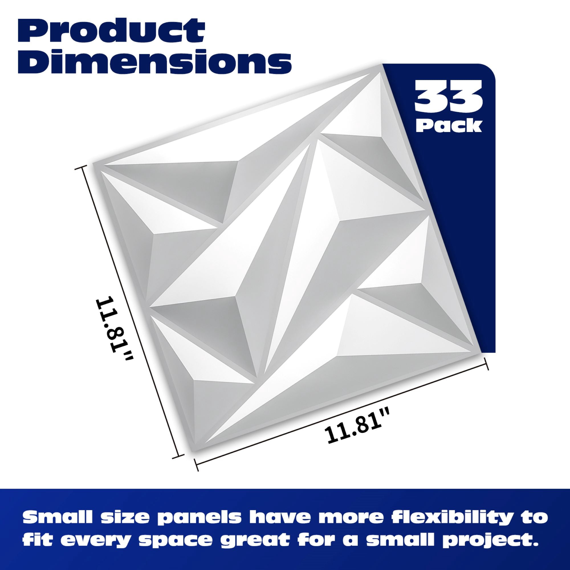 33 pcs 11.81''x11.81''  3D Wall Panel Diamond for Interior Home Decor,PVC  Wall Coverings, Wall Decor PVC Panel,White