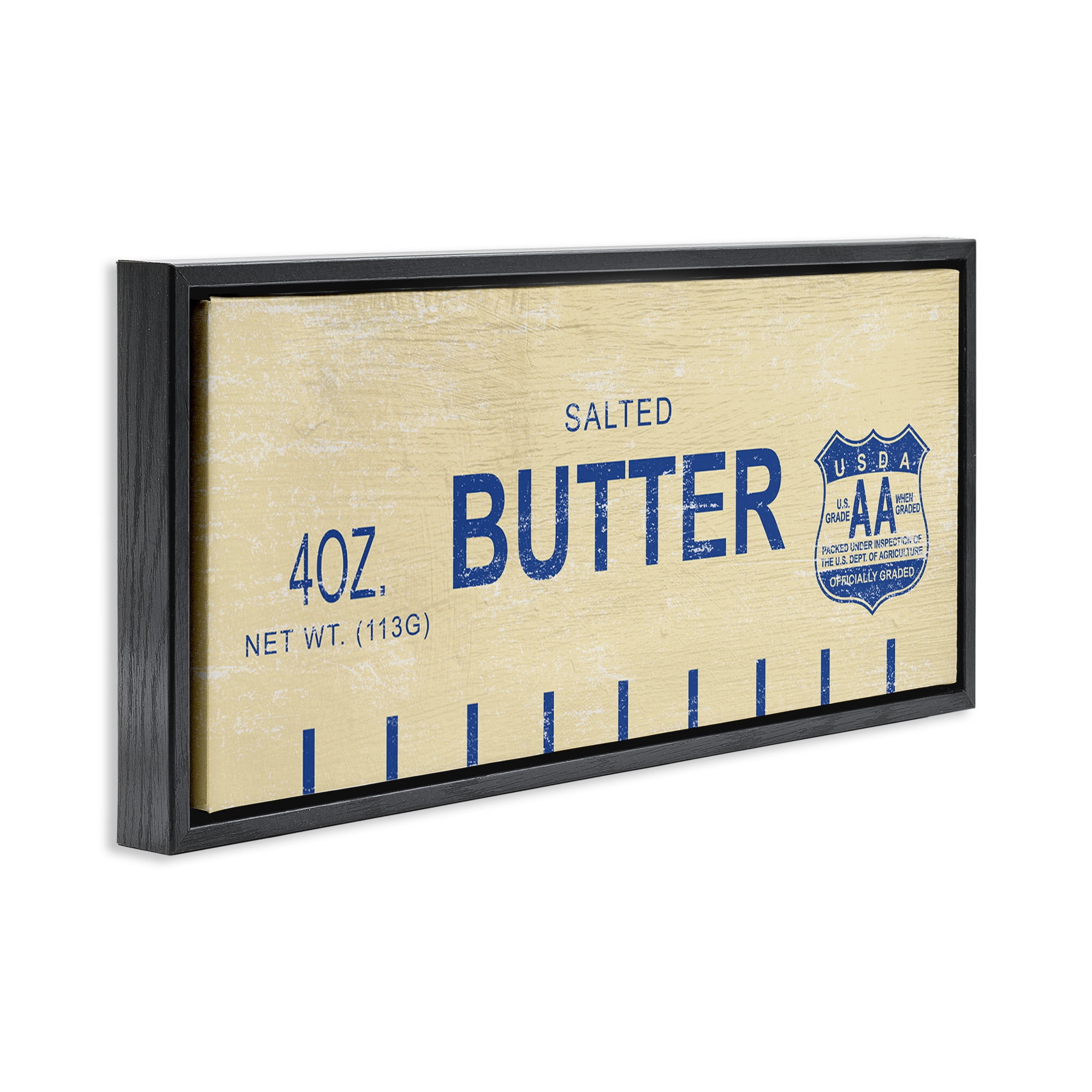 Stupell Industries Vintage Salted Butter Food & Beverage Painting Black Floater Framed Canvas Art Print Wall Art, 31 x 14