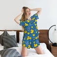thumbnail image 5 of Balery Rubber Duck Pattern Womens Pajama Sets 2 Piece Soft Short Sleeve Top and Shorts Sleepwear Round Neck Pjs Lounge Set with Pockets-Large, 5 of 7