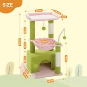 PAWZ Road Cat Tree 33 Cute Flower Cat Scratching Posts Tower with Large Top Perch and Hammock for Medium Indoor Cats, Pink
