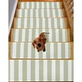 thumbnail image 2 of Sage Green Striped Stair Treads for Wooden Steps Indoor Runner Rug Carpet, Modern Farmhouse Sage Green White Stripes 7 Pieces Peel and Stick Staircase Step Treads Covers Washable Door Mats 30"x8", 2 of 5