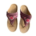 thumbnail image 5 of GERsome Womens Flip-Flops Low Wedge Open Toe Slip-On Slides Summer Beach Comfort Walking Thong Sandals, Wine Size 7, 5 of 6
