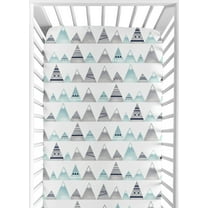 Sweet Jojo Designs Mountains Grey and Aqua Collection Blue and Grey Fitted Crib Sheet