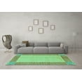 thumbnail image 3 of Ahgly Company Machine Washable Indoor Square Abstract Turquoise Blue Modern Area Rugs, 6' Square, 3 of 4