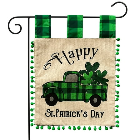 Briarwood Lane St. Patrick's Checkered Truck Burlap Garden Flag