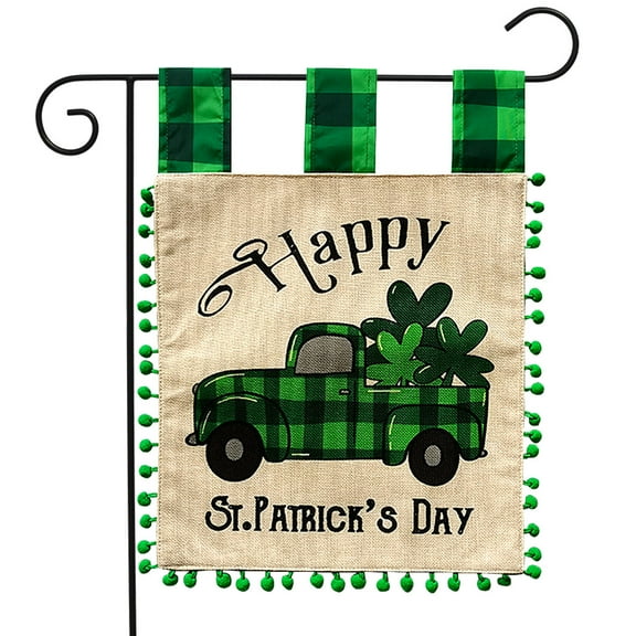 Briarwood Lane St. Patrick's Checkered Truck Burlap Garden Flag