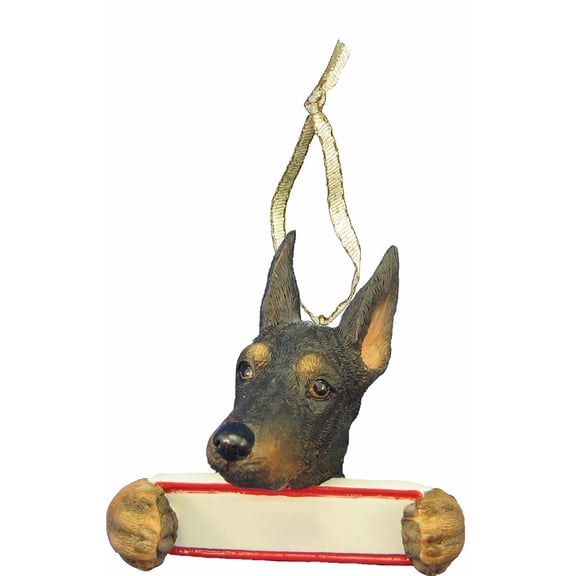 Doberman Ornament "Santa's Pals" With Personalizable Name Plate